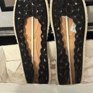 Bundle 2 Pair Zara one pair Cream and  one pair Black Floral Espadrilles.